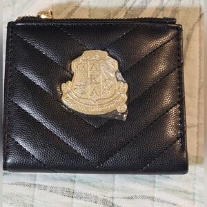 Metal Alpha Kappa Alpha shield bi-fold snap wallet